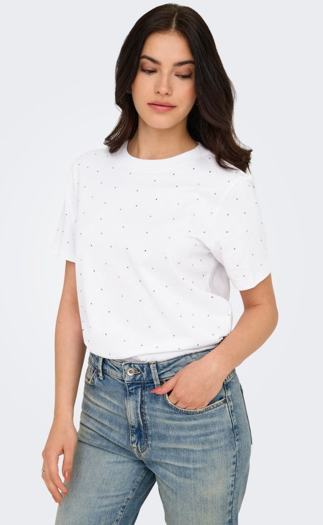 ONLY T-shirt - Monja Studs - White Studs