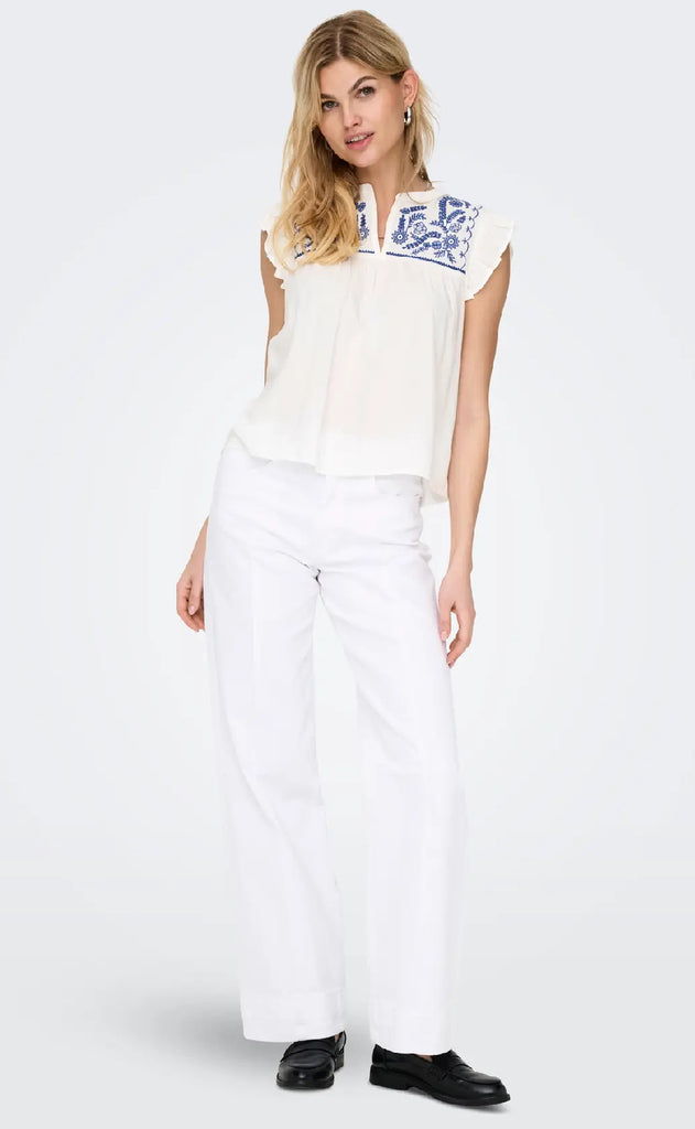 ONLY Top - Vestine - Cloud Dancer/Blue