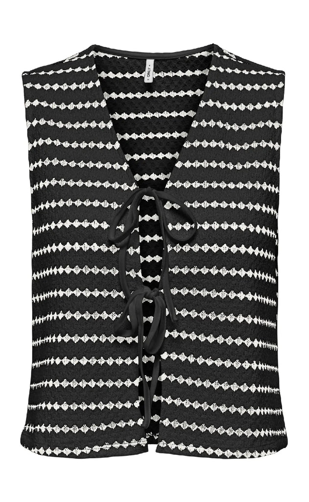 ONLY Vest - Eva Stripe - Black/Cloud Dancer