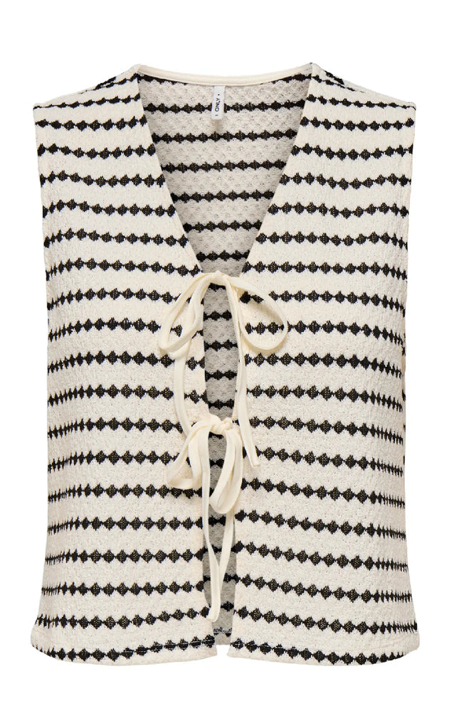ONLY Vest - Eva Stripe - Cloud Dancer/Black