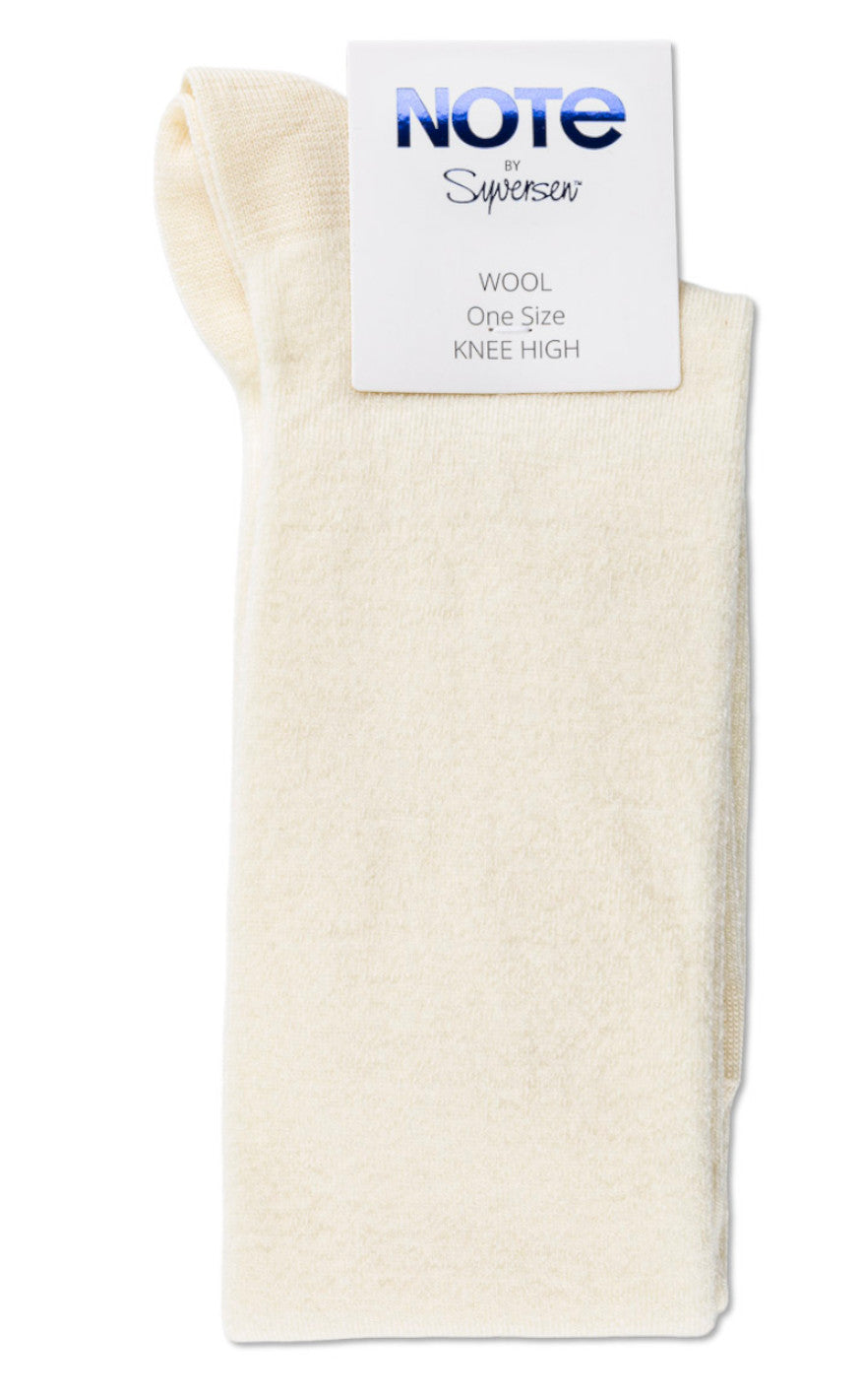 Oroblu Strømper - Note Flat Knit Wool Knee High - Offwhite