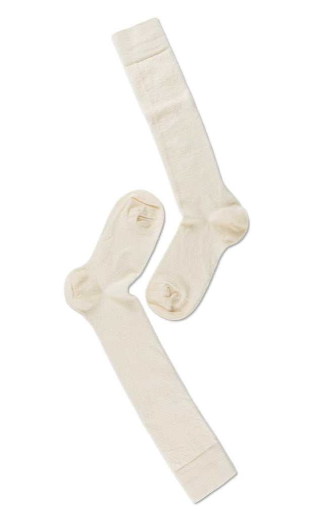 Oroblu Strømper - Note Flat Knit Wool Knee High - Offwhite