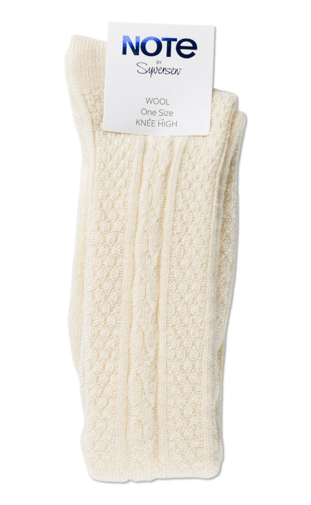 Oroblu Strømper - Note Wool Cable Knee High - Offwhite