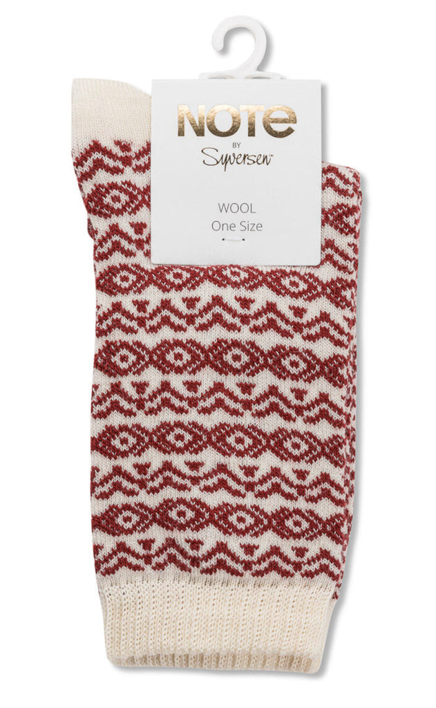 Oroblu Strømper - Woman Wool Pattern - Off White / Burgundy