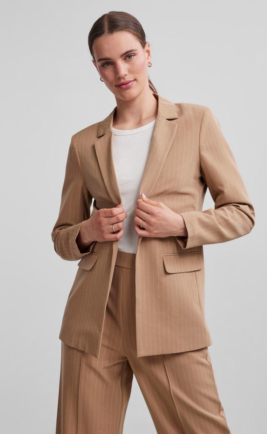 PIECES Blazer - Bossy - Silver Mink/Pinstripe