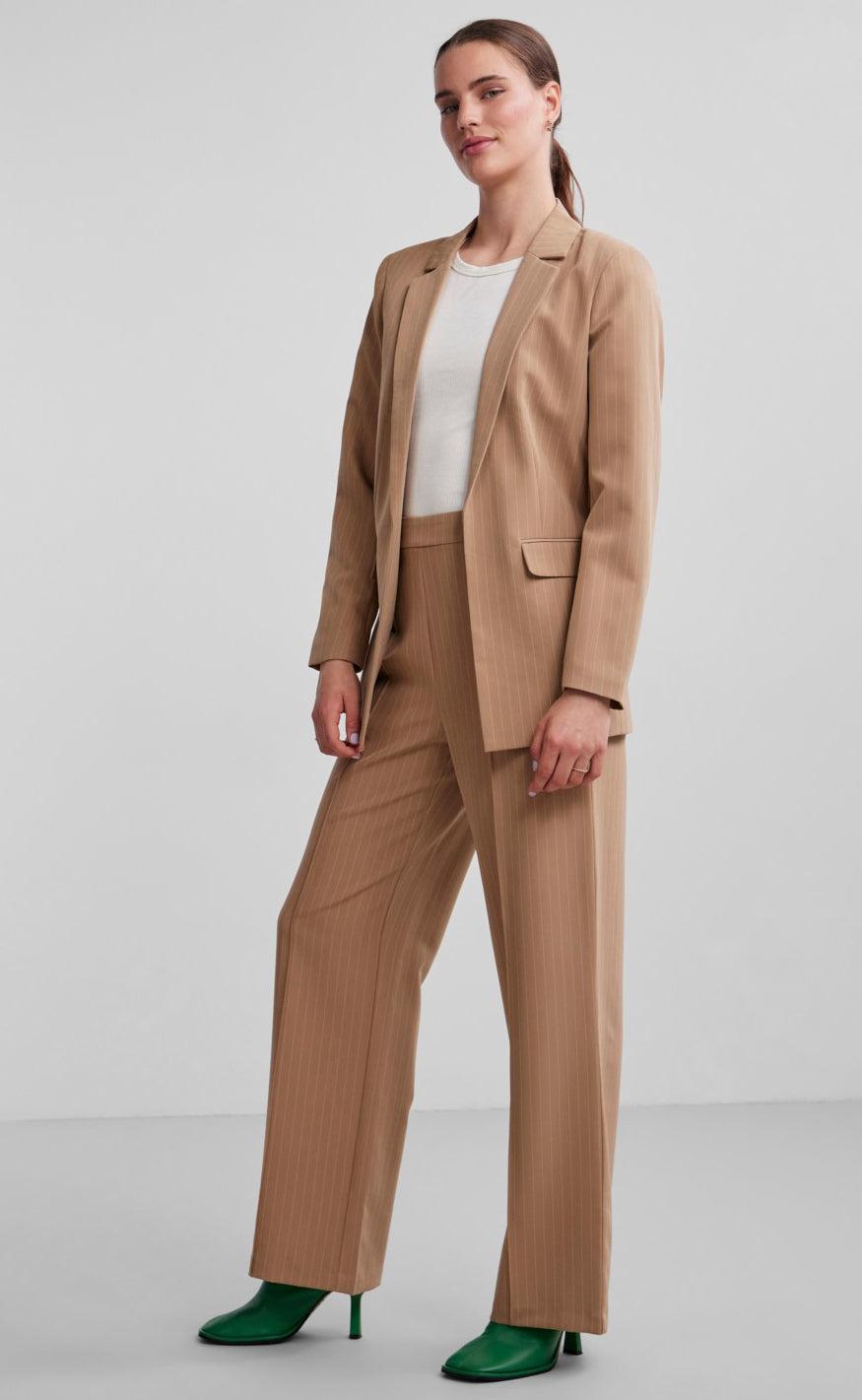 PIECES Blazer - Bossy - Silver Mink/Pinstripe