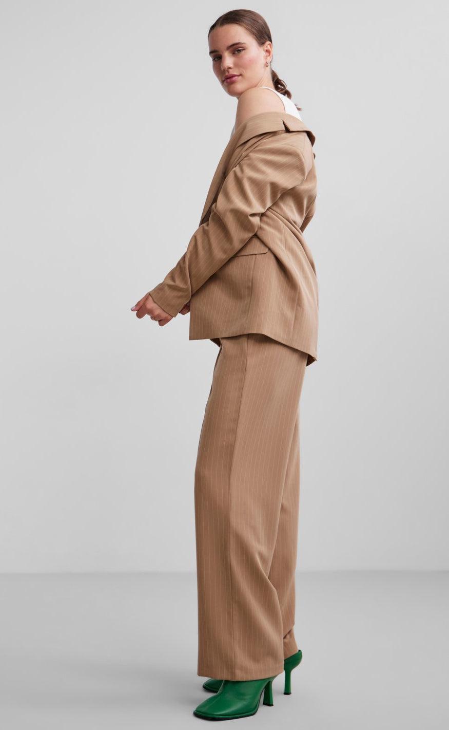 PIECES Blazer - Bossy - Silver Mink/Pinstripe