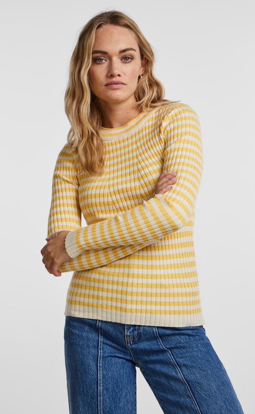 PIECES Bluse - Crista O-Neck - Flax W. Birch