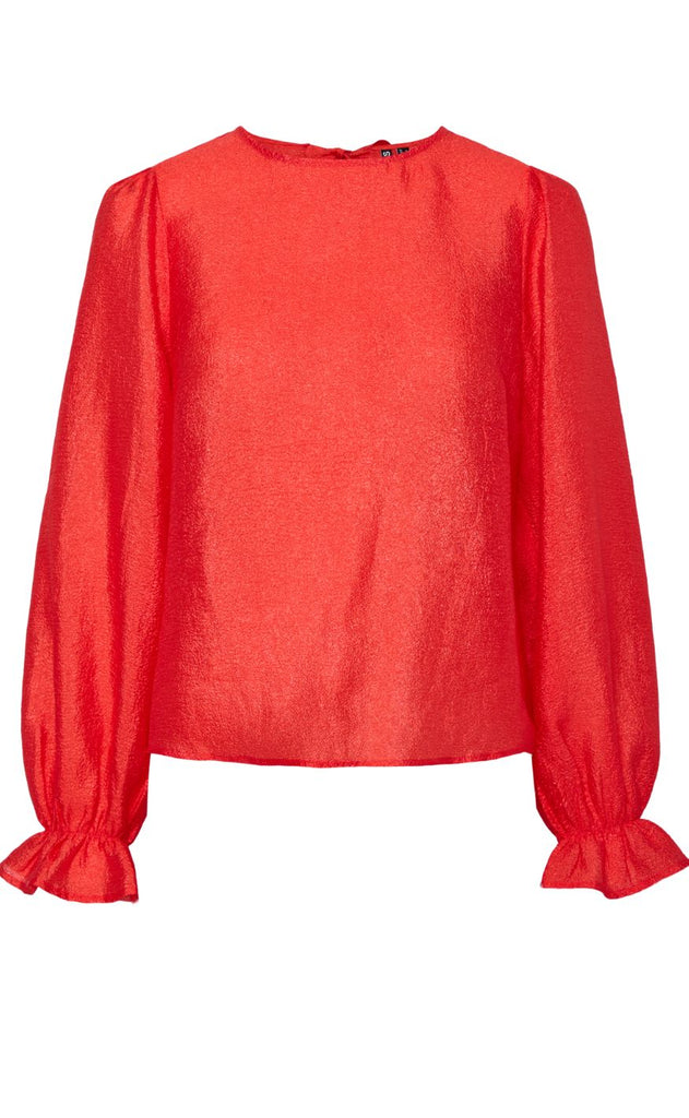 PIECES Bluse - Olina LS Reversible - High Risk Red