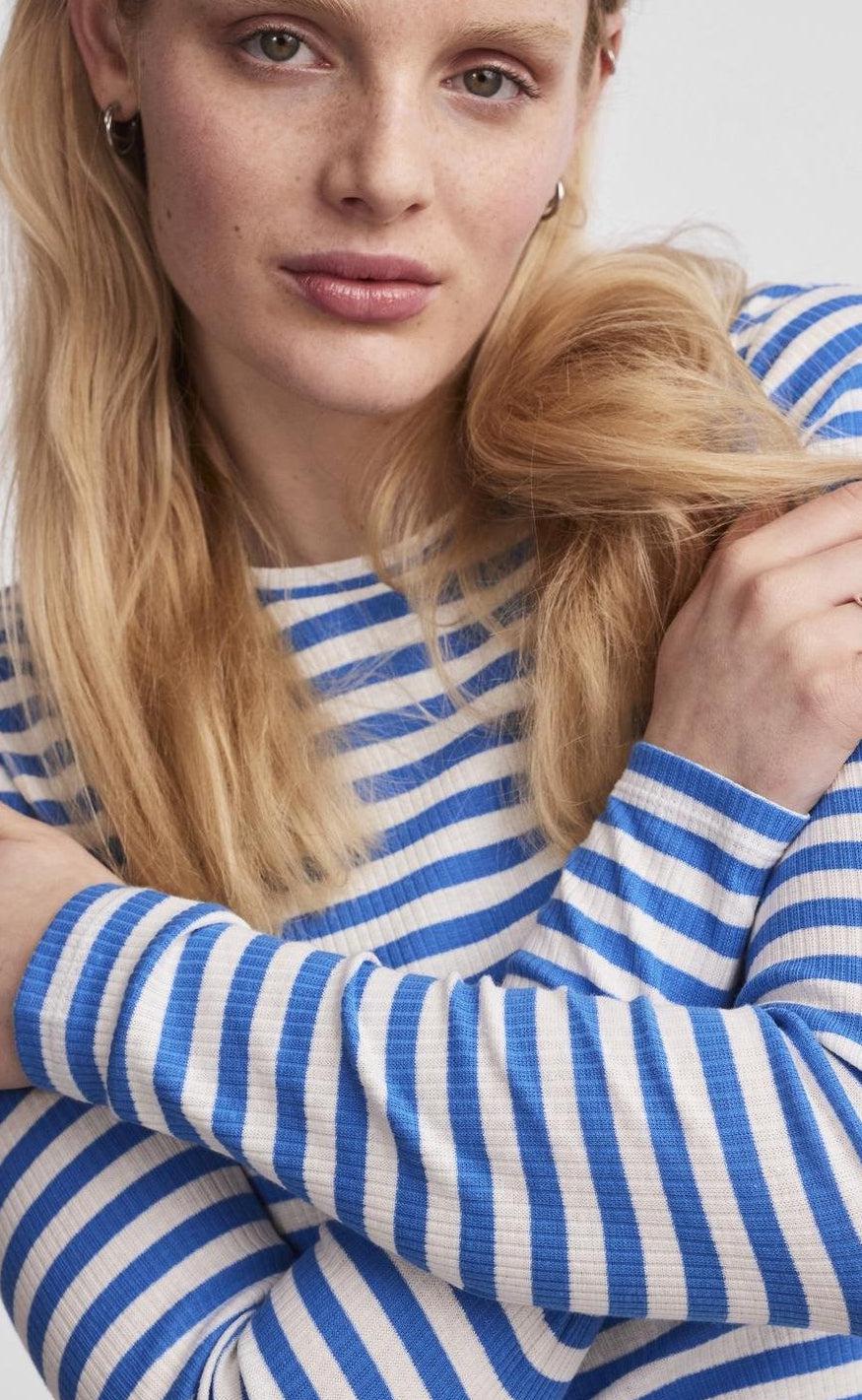 PIECES Bluse - Ruka - French Blue/Cloud Dancer