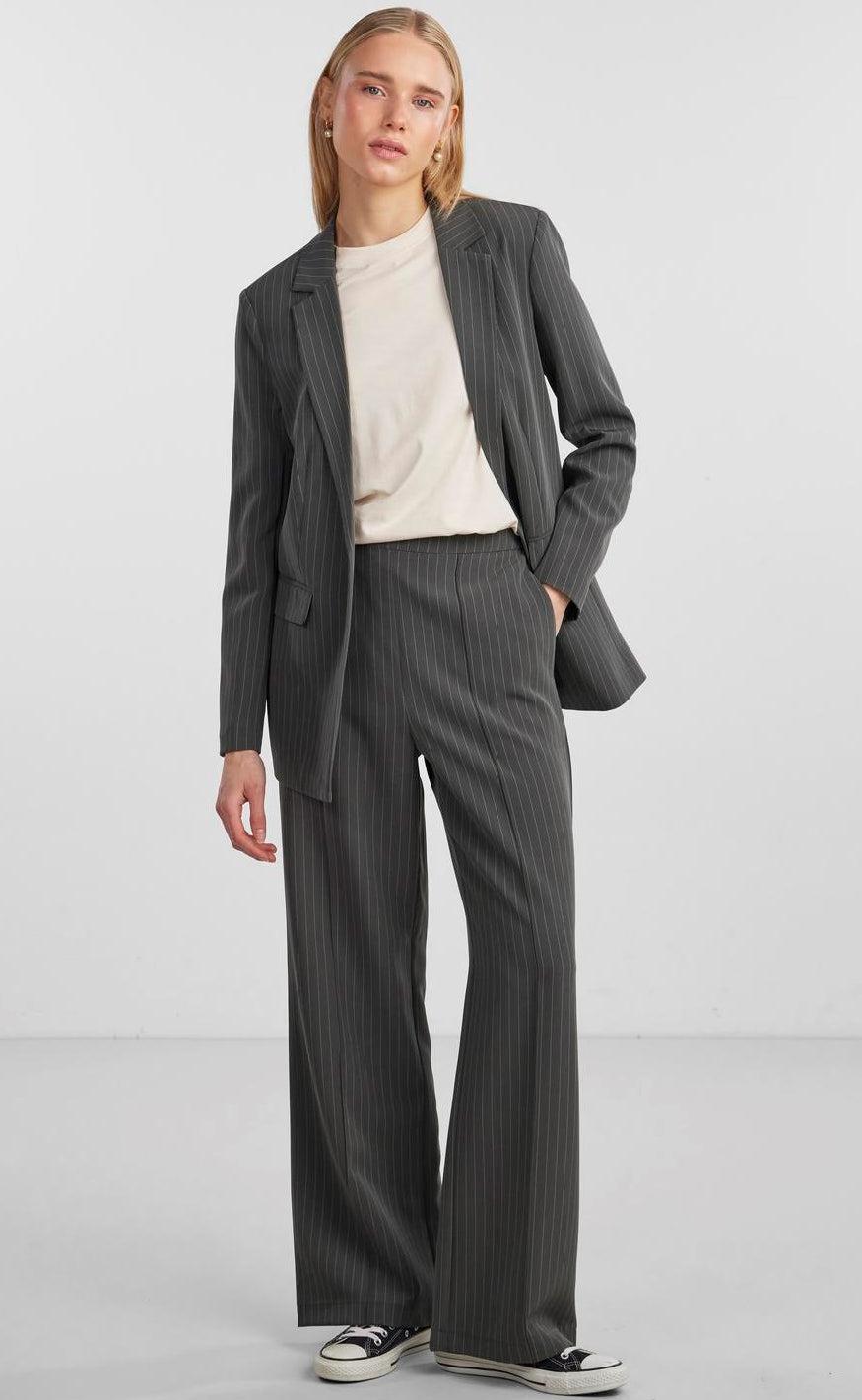 PIECES Bukser - Bossy - Magnet/Pinstripe