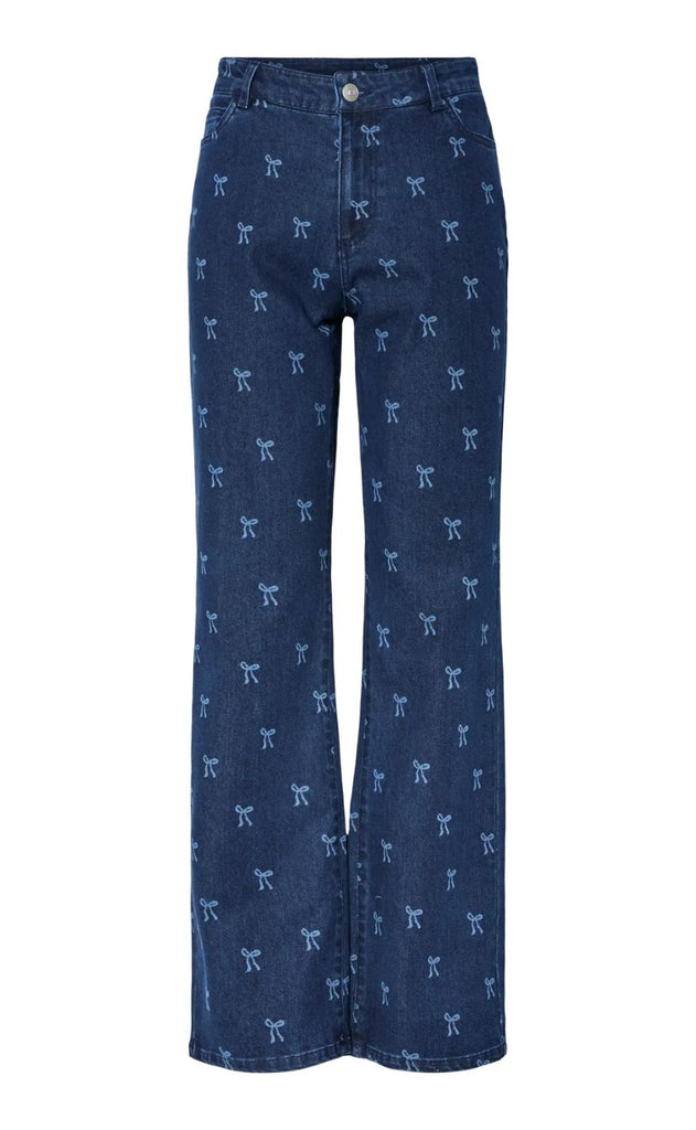 PIECES Bukser - Malume HW - Dark Blue Denim