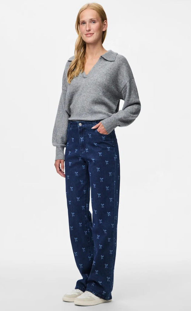 PIECES Bukser - Malume HW - Dark Blue Denim