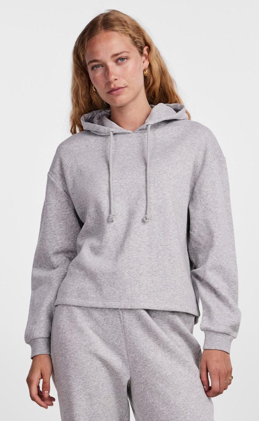 PIECES Hoodie - Chilli - Light Grey Melange