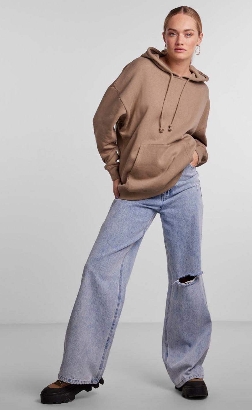 PIECES Hoodie - Chilli - Silver Mink