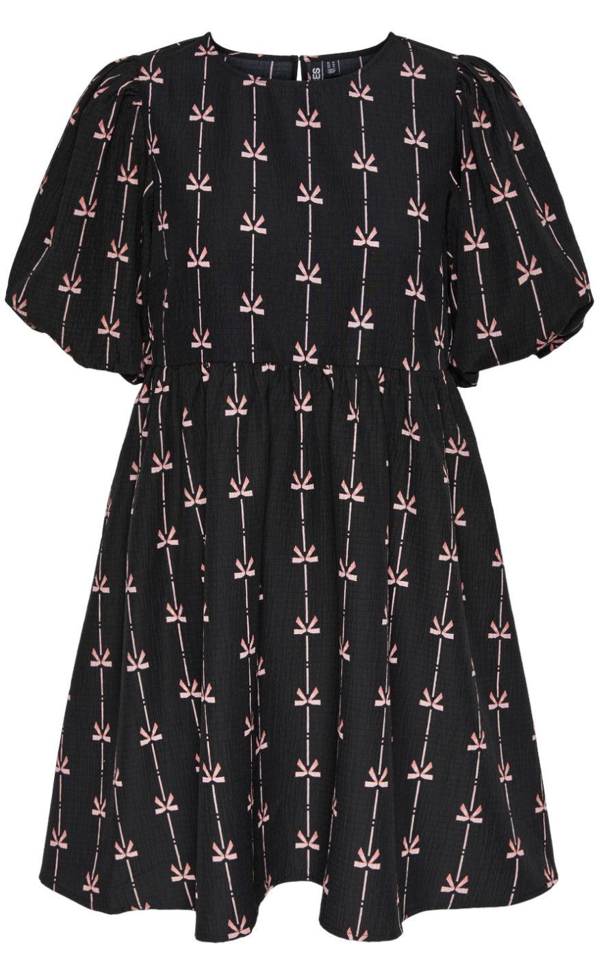PIECES Kjole - Bow - Black Bows