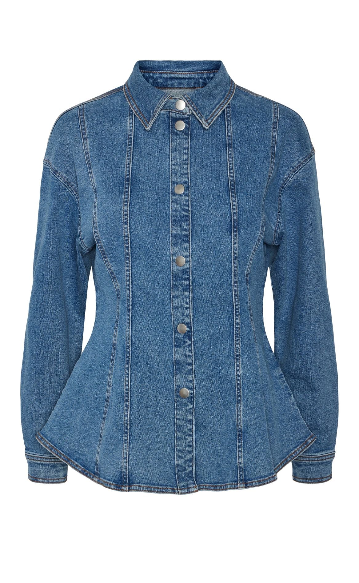 PIECES Skjorte - Ginny Denim - Medium Blue Denim