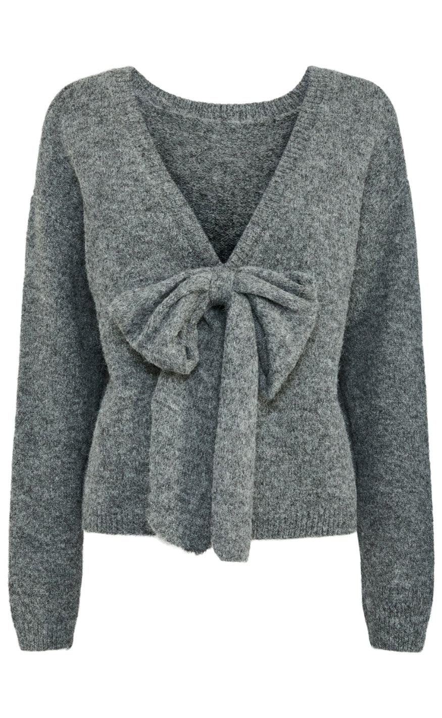 PIECES Strik - Allison Bow - Medium Grey w. Melange Bow