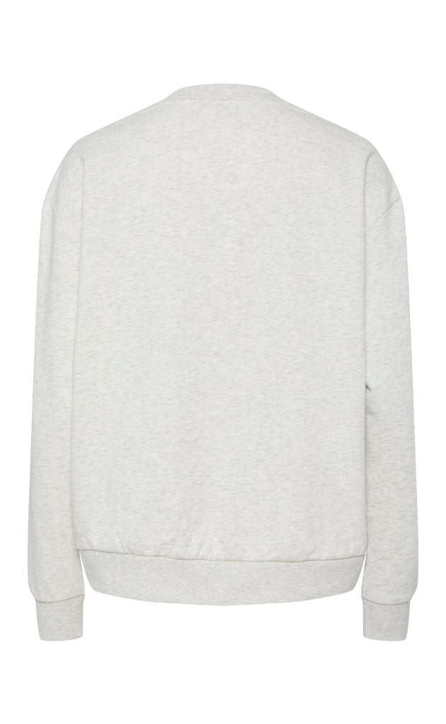 PIECES Sweatshirt - Arina - Light Grey Melange w. Green Embroidery