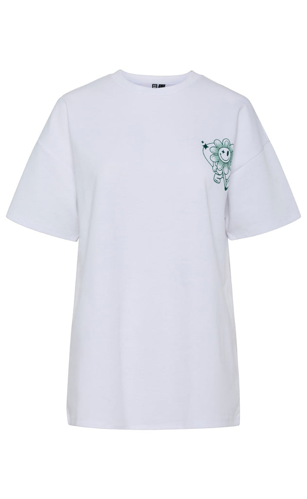 PIECES T-Shirt - Augusta - Bright White w. Botanical Garden