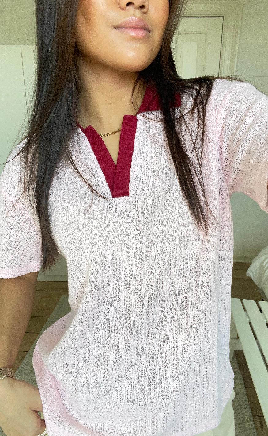 PIECES Top - Alysia - Pink Tulle/Rhubarb