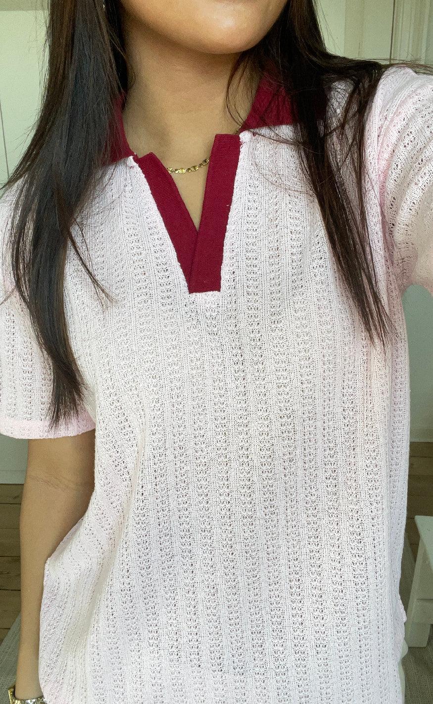 PIECES Top - Alysia - Pink Tulle/Rhubarb