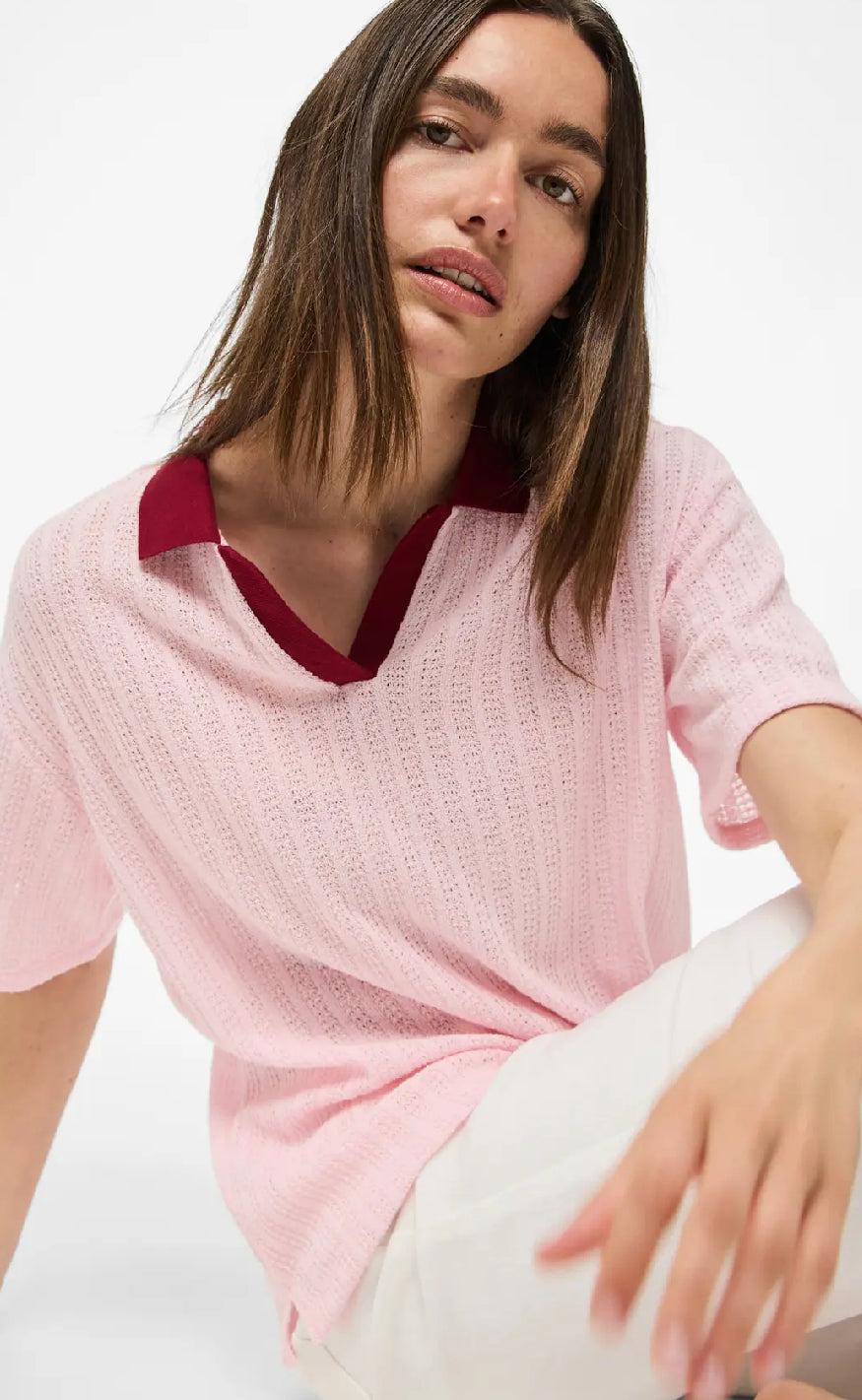 PIECES Top - Alysia - Pink Tulle/Rhubarb