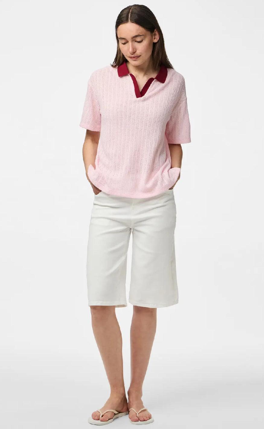 PIECES Top - Alysia - Pink Tulle/Rhubarb