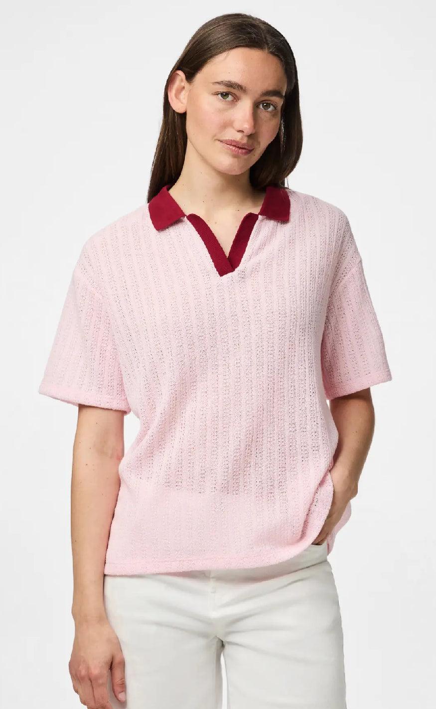 PIECES Top - Alysia - Pink Tulle/Rhubarb