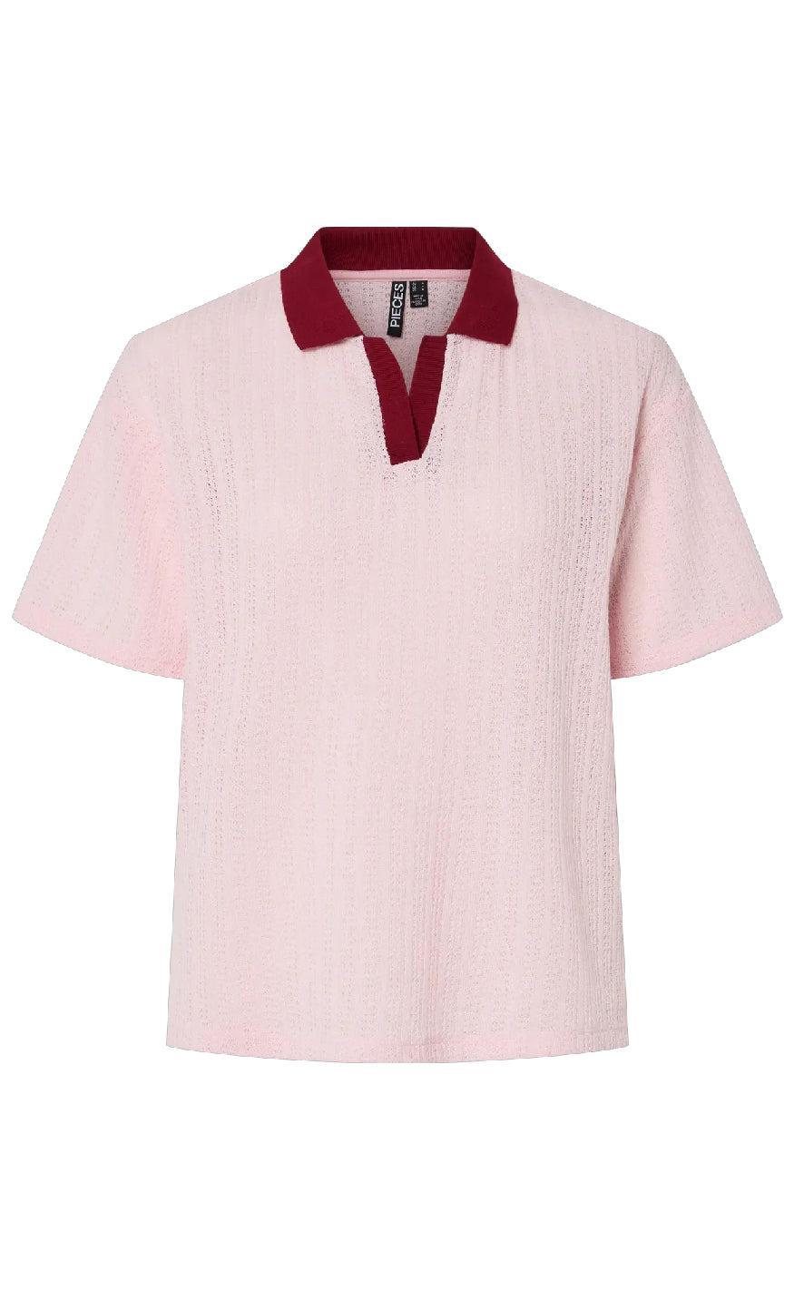 PIECES Top - Alysia - Pink Tulle/Rhubarb