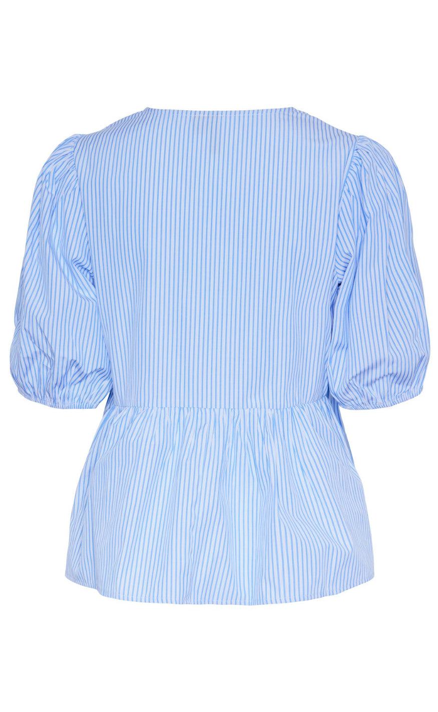 PIECES Top - Holly Tie - Cornflower Blue/White
