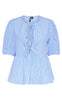 PIECES Top - Holly Tie - Cornflower Blue/White