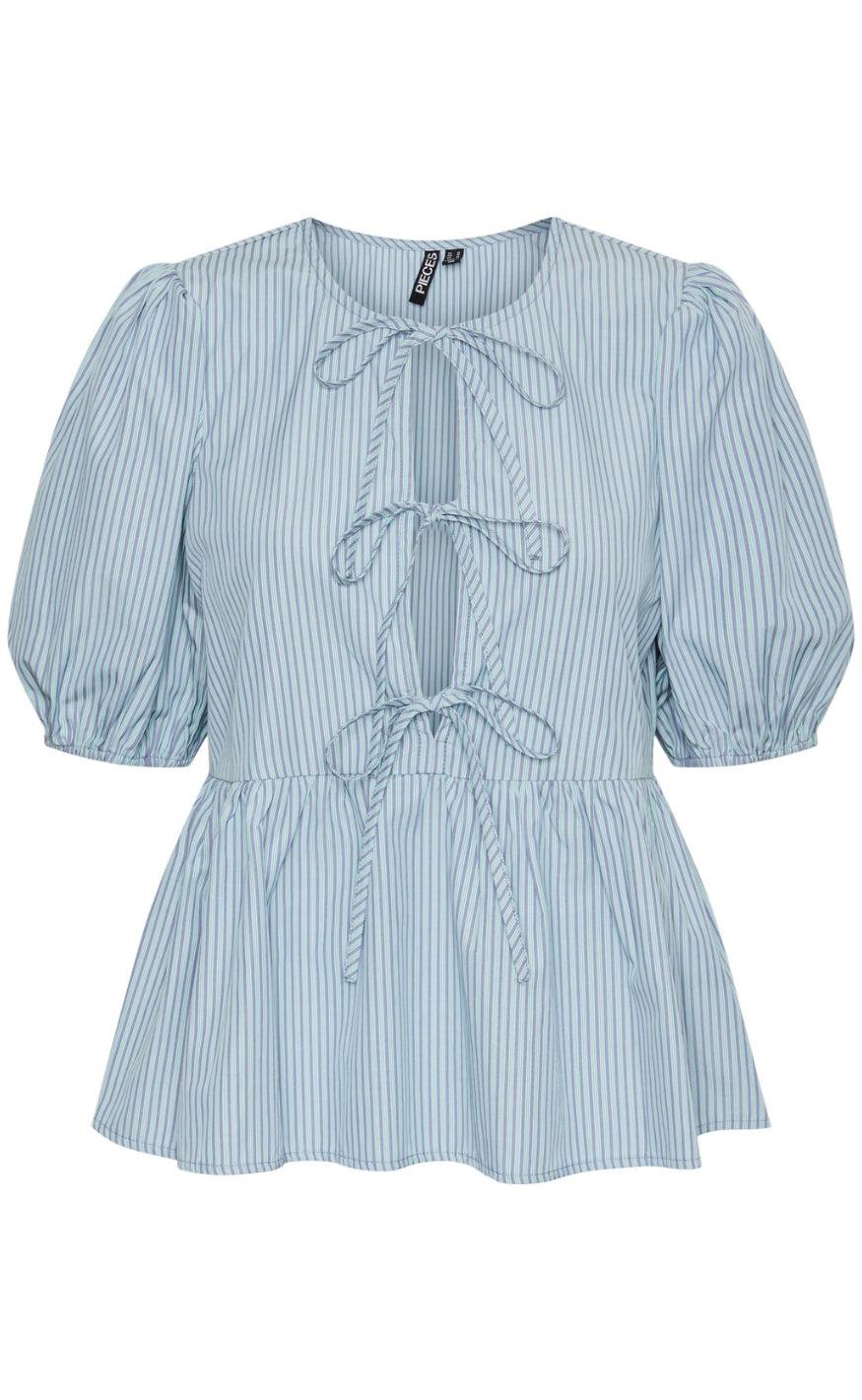 PIECES Top - Holly Tie - Dusty Mint