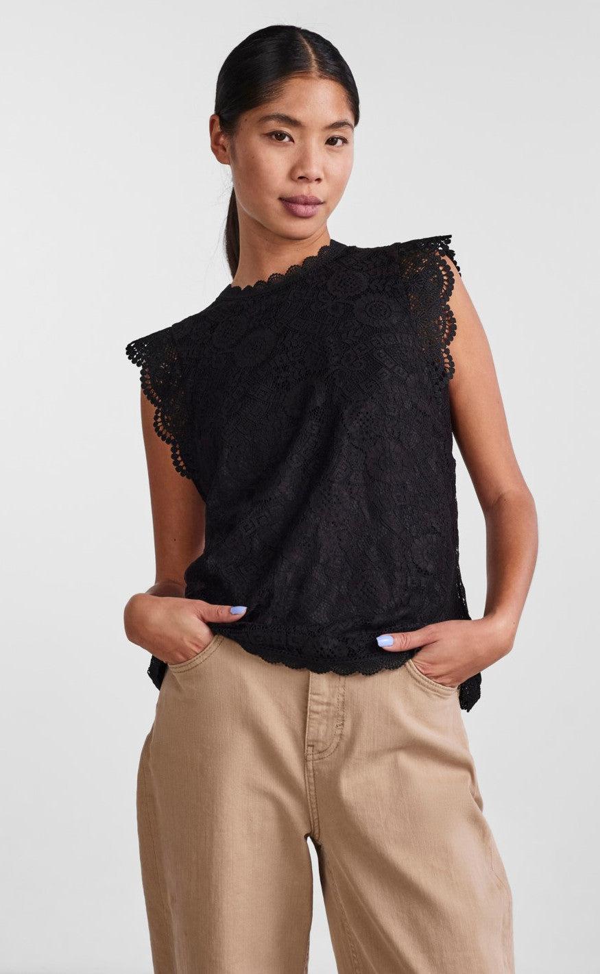 PIECES Top - Olline - Black