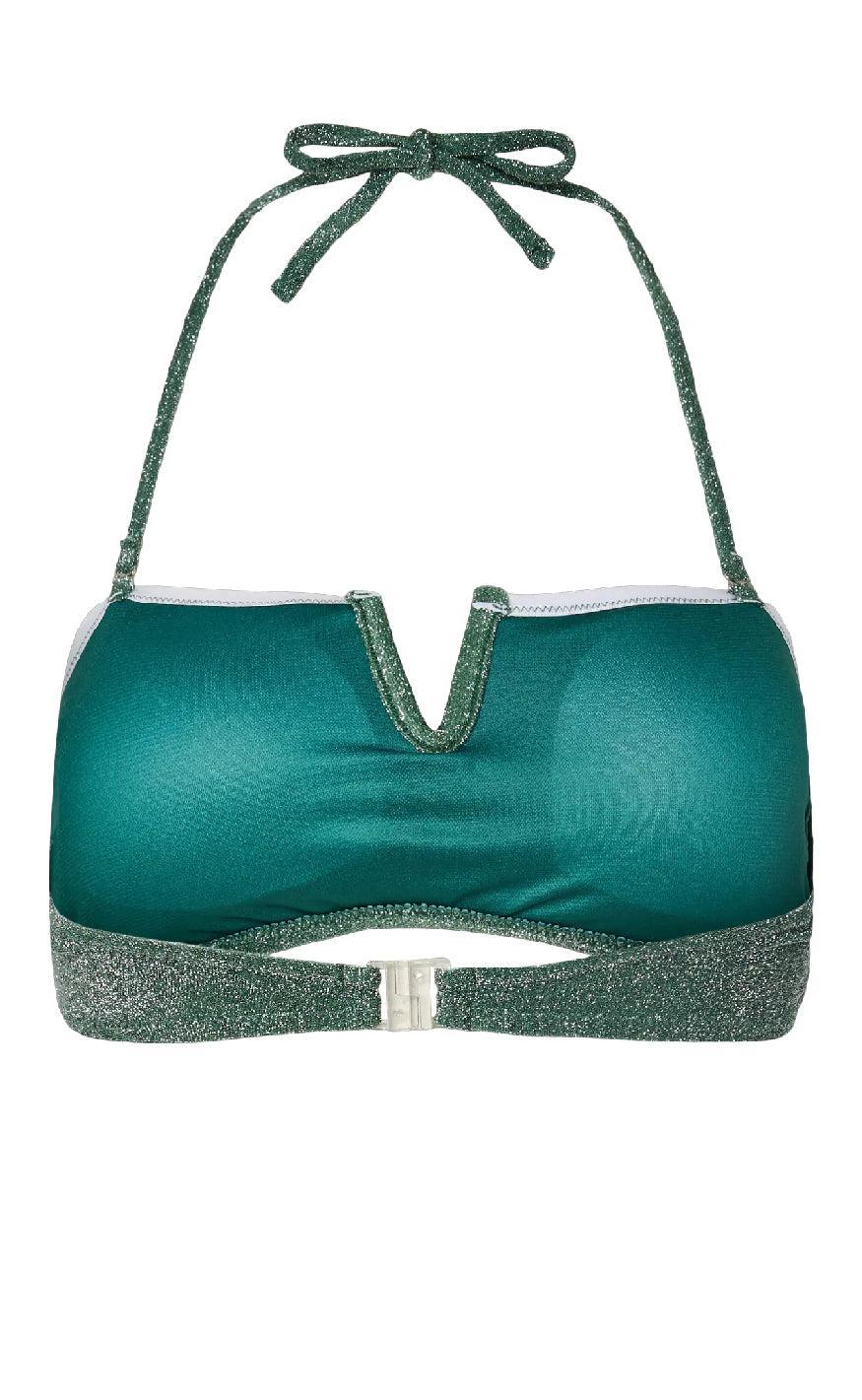 Pieces Bikini Overdel - Bling - Dark Green/Silver Lurex