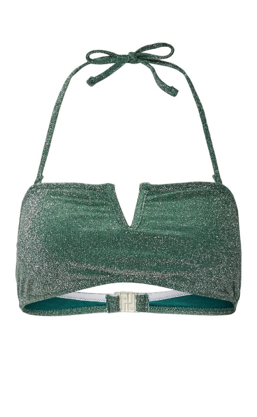 Pieces Bikini Overdel - Bling - Dark Green/Silver Lurex