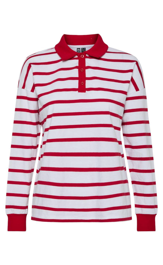 Pieces Bluse - Amilie - Bright White w. High Risk Red