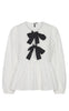 Pieces Bluse - Golly Bow - Bright White Black Bows