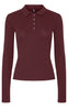 Pieces Bluse - Kitte LS Polo - Tawny Port