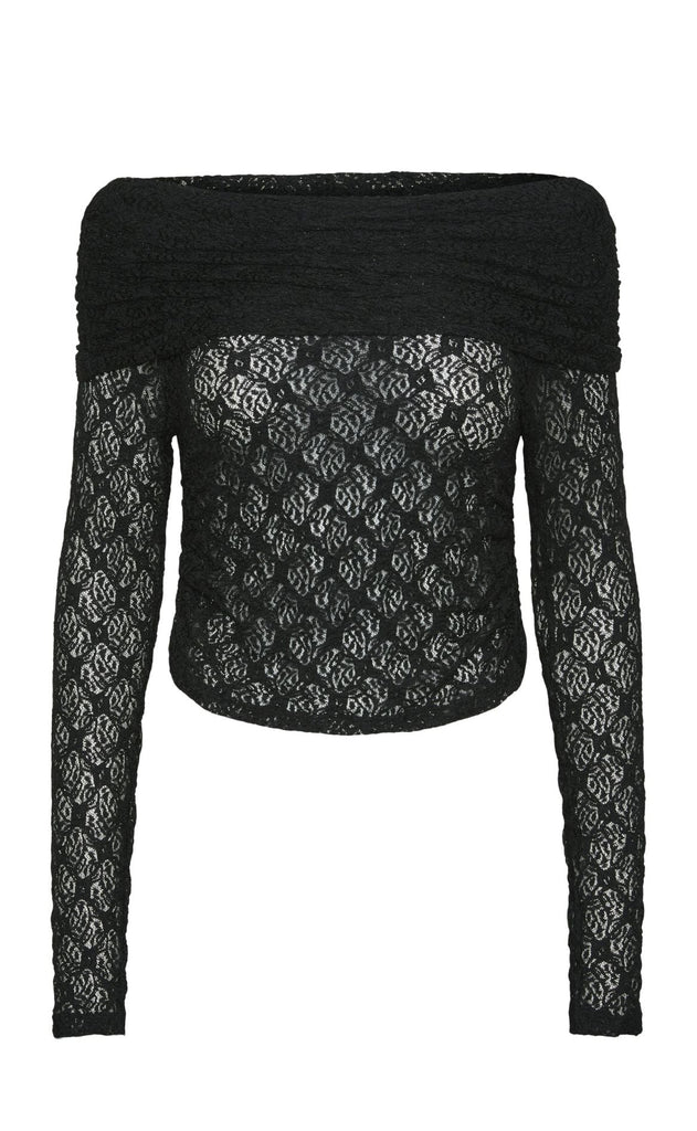 Pieces Bluse - Naya Off Shoulder Lace - Black
