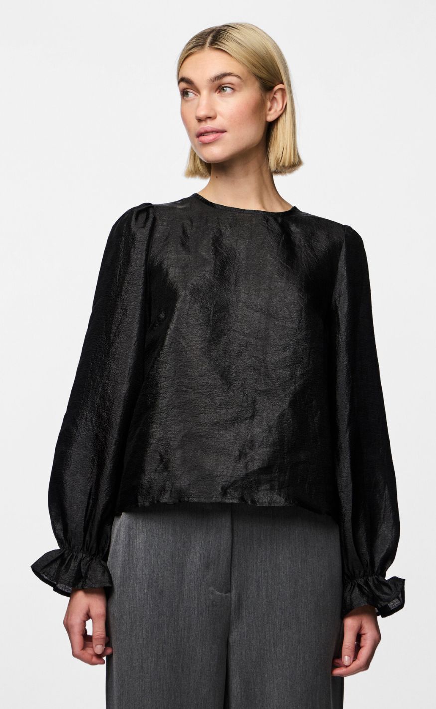 Pieces Bluse - Olina LS Reversible - Black