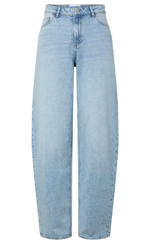 Pieces Buker - Grace MW Barrel - Light Blue Denim