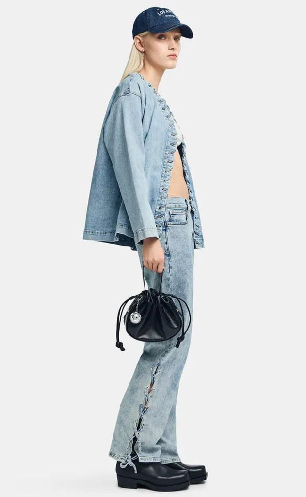 Pieces Bukser - Fenda MW Straight - Light Blue Denim