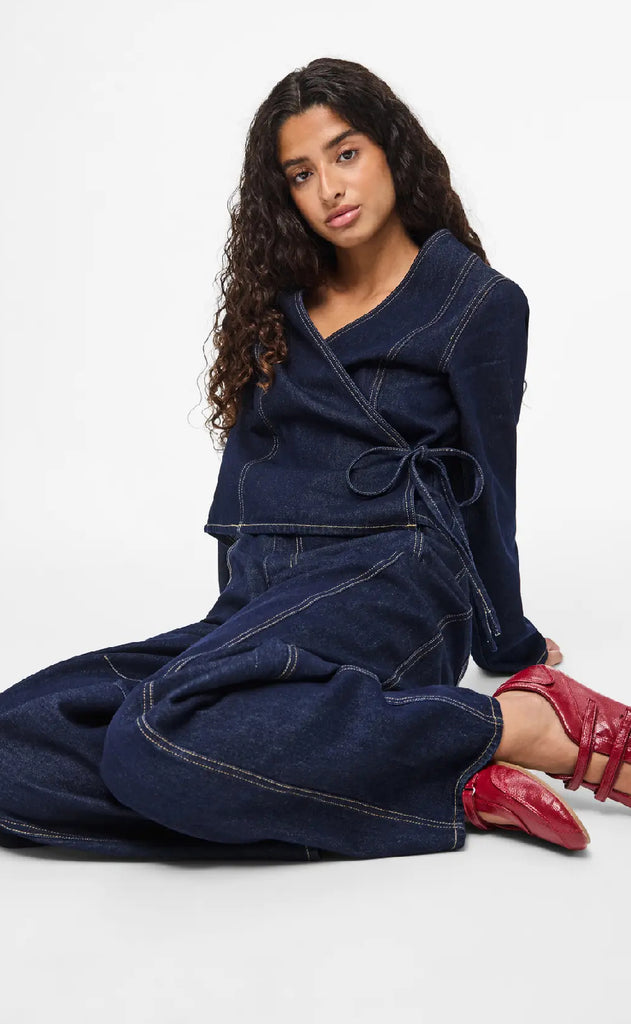 Pieces Bukser - Fenna - Dark Blue Denim