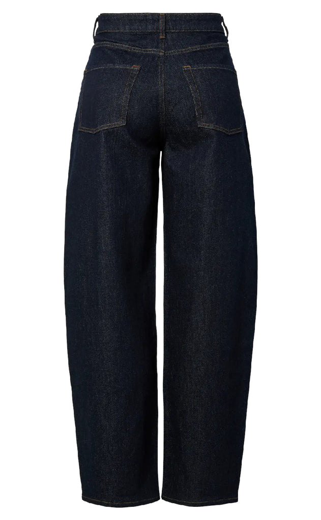 Pieces Bukser - Grace MW Barrel - Dark Blue Denim