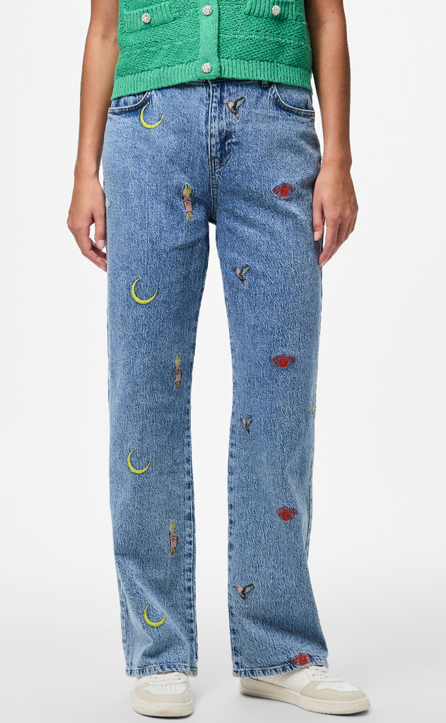 Pieces Bukser - Jidi HW Straight - Medium Blue Denim
