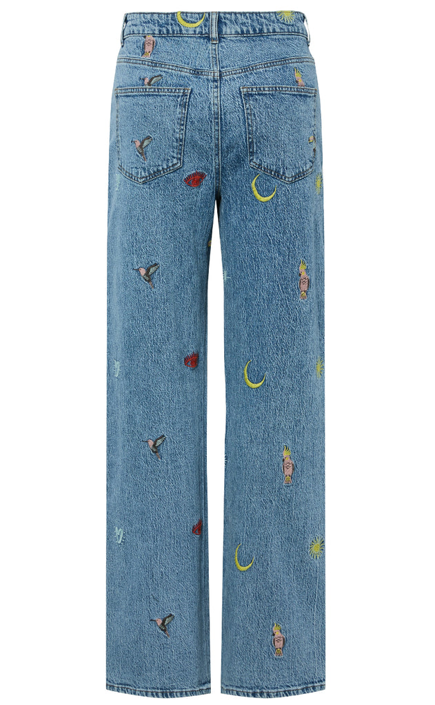 Pieces Bukser - Jidi HW Straight - Medium Blue Denim