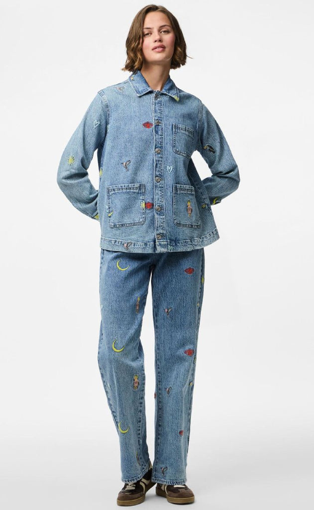 Pieces Bukser - Jidi HW Straight - Medium Blue Denim