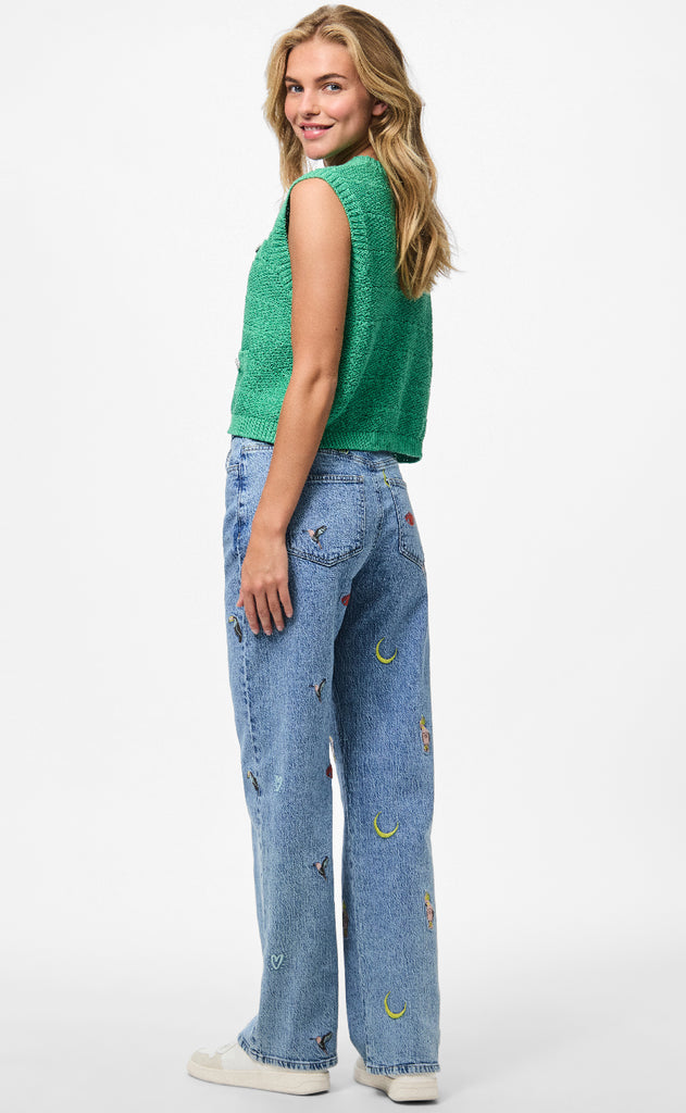 Pieces Bukser - Jidi HW Straight - Medium Blue Denim