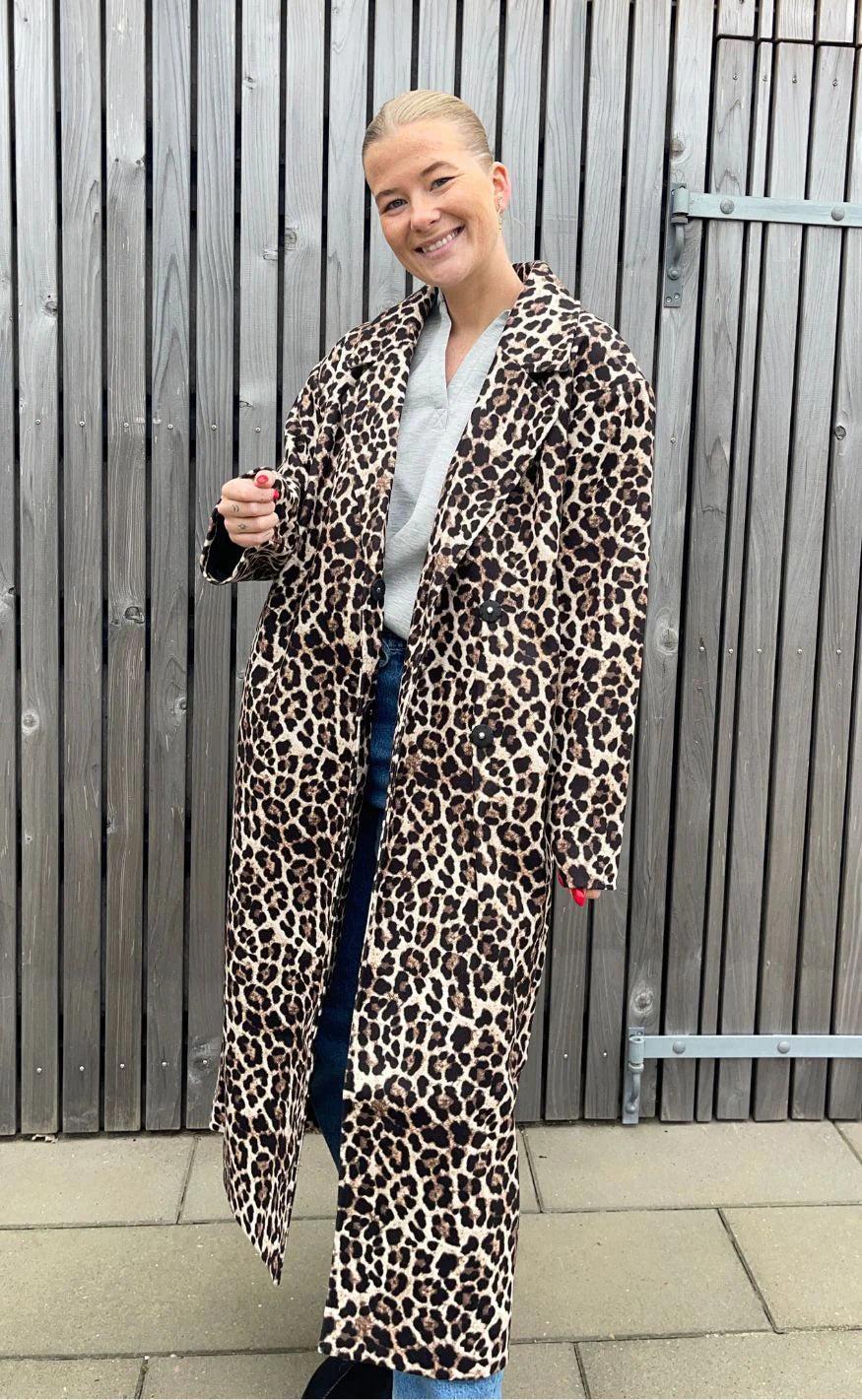 Pieces Frakke - Savannah Long - Black/Leo